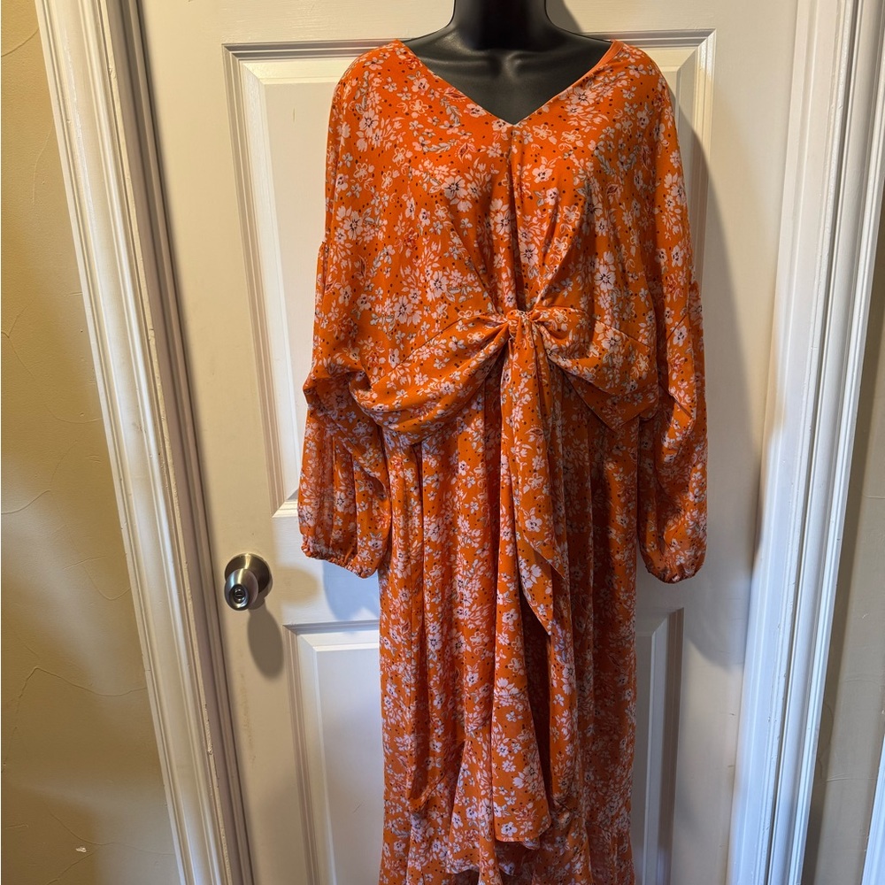 Sabrina Collective Floral Tie-Front Maxi Dress – Size 18W